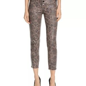 JBrand Lillie Coated-Snakeskin-Printed Crop Skinny Jeans in Brown Boa | Size: 30